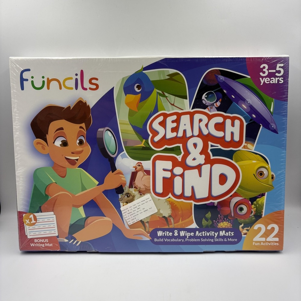 Funcils Search & Find Write & Wipe Activity Mats‎ Kids 3-5 Years New Sealed